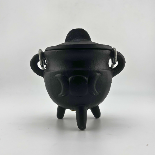 Triple Moon Cauldron with Lid | Witchcraft + Alter Supply